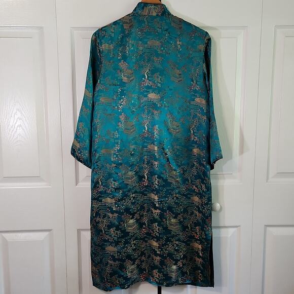 Vintage Peony Brand Shanghai China Robe Coat Size Med Satin Pankou Knot Button - Picture 2 of 11